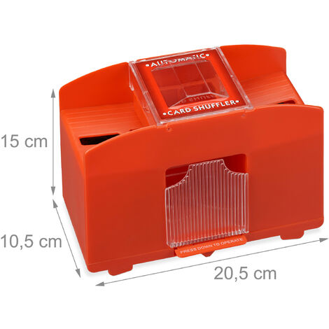 Relaxdays Mélangeur De Cartes Automatique 4 étages – 2 Jeux – Rouge – 15x20,5x10,5 Cm – Fonctionne Sur Piles AA