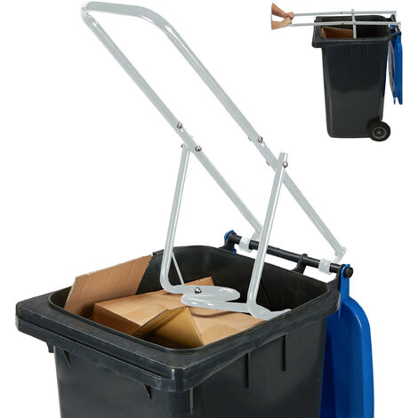 Relaxdays – Compacteur de déchets manuel en acier gris – Dimensions 95x35x41cm – Pour poubelles 60 à 240L – Réduit le volume des déchets non recyclables