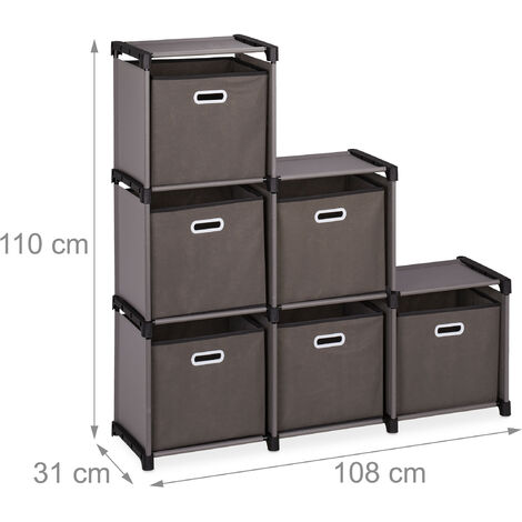 Armoire de rangement 4 étagères et 1 penderie gris en tissu - Gris