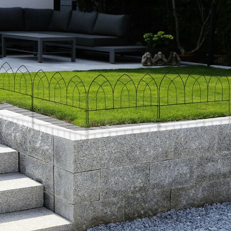 Relaxdays Bordure de jardin en métal, HxL : 46x241 cm, clôture à