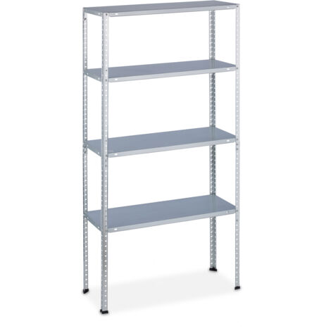 Relaxdays – Étagère charge lourde lot de 2 – Capacité 200 kg – 4 niveaux – Dimensions 150x75x30 cm – Acier zingué argenté pour cave et garage (1/5)