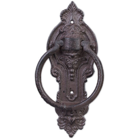 Heurtoir de porte antique, lot de 4, marteau de porte, style rustique, fonte de fer, HxlxP: 25,5x10,5x2,5 cm, marron (1/5)