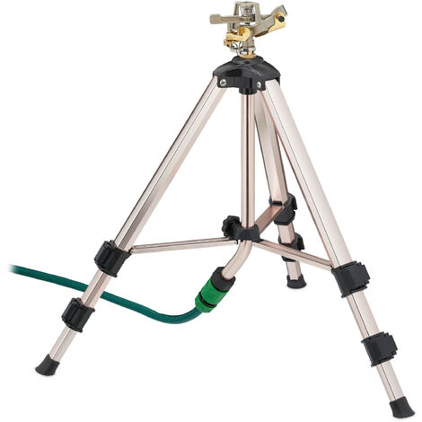 Arroseur Oscillant Relaxdays Sur Trépied - Portée 9m, Angle 0-360° - Pour Jardin, Pelouse, Jeux D'eau - Raccord 3/4''