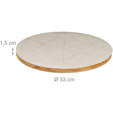 Planche pizza, bambou, x4, assiette ronde 33 cm, papier de cuisson, avec  rainures pour le découpage, nature