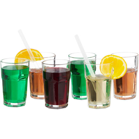 Verres, lot de 12, boissons, verre 300ml, récipient eau, jus, cocktails, lavable lave-vaisselle, transparent