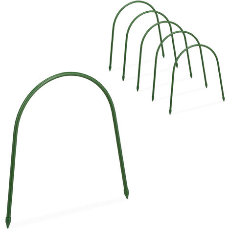 Relaxdays – Lot de 6 arches de serre-tunnel – Dimensions H 31 cm x L 33 cm – Acier résistant aux intempéries – Pour tunnels de jardin (1/5)