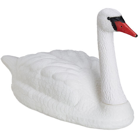 Relaxdays – Lot de 4 cygnes décoratifs flottants – Figurines en plastique blanc résistantes aux intempéries – Dimensions H 42,5 cm, L 81 cm, P 34 cm
