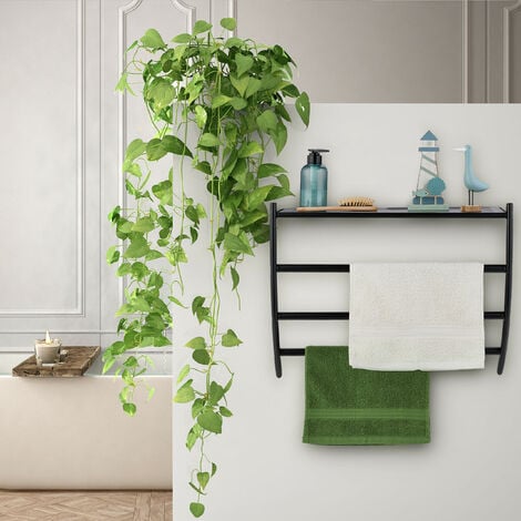 Porte Serviette Amazon Porte-Serviettes En Bambou Sur Pied Avec 3 Barres En Acier Inoxydable Porte Serviette Salle De Bain