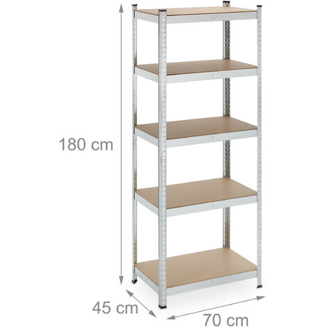 Etagere Garage Relaxdays Étagère à Charge Lourde, HLP 180x90x45 Cm, Capacité 1325 Kg 5 Etages Cellier Cave Garage Acier Galvanise 90744260 Etabli Garage