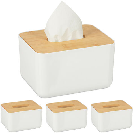 Boîte à Mouchoirs Bambou Naturel Relaxdays - Distributeur Élégant Pour Mouchoirs Et Lingettes - Design Minimaliste 27,5 X 15,5 X 8,5 Cm