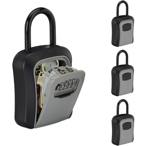 Boîte à clés sécurisée, lot de 4, code à 4 chiffres, crochet anse,  rangement à clé