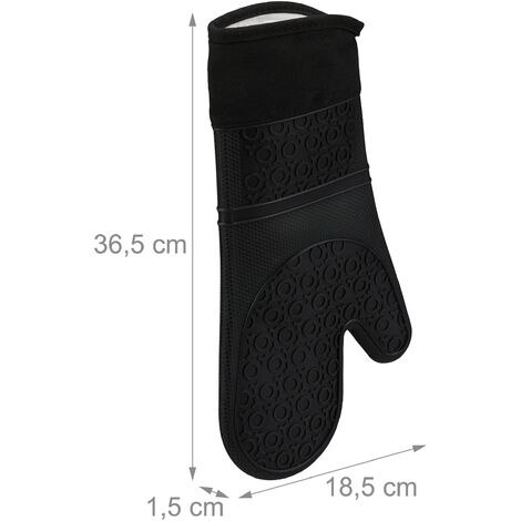 4x Gants pour le four silicone, thermorésistant, maniques de grillade  antidérapants, doublure intérieure coton, noir