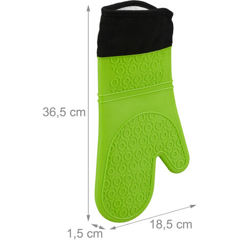 Gant de cuisine en silicone et coton vert