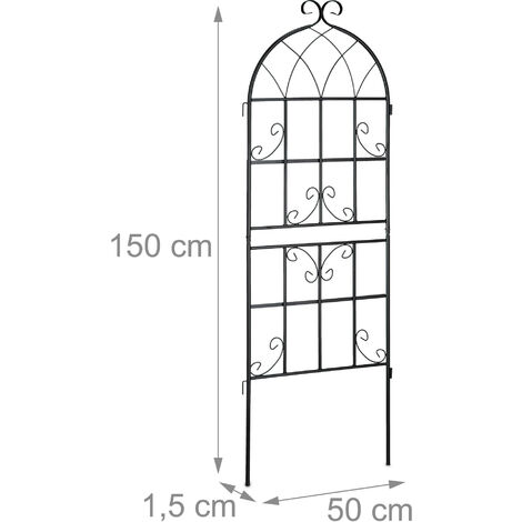 Treillis de jardin, métal, lot de 6, à planter, support pour plantes  grimpantes, 122x31 cm, jardin, noir