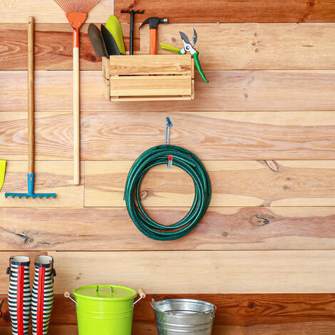 Porte-outils Mural Relaxdays - 16 Crochets, 80 Kg De Charge, Vert Pour Jardin