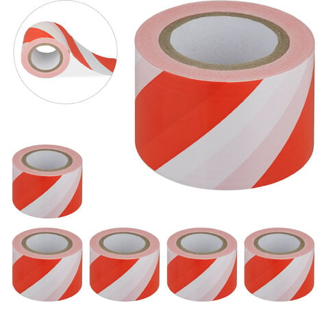 Rubalise de balisage large de 75 mm x 100 m - Rouge/Blanc