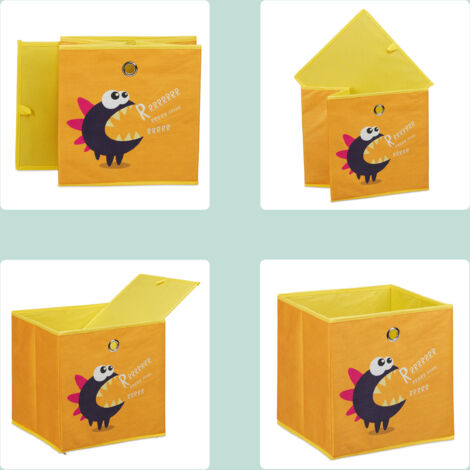 Relaxdays Bibliothèque Enfants, 4 casiers Suspendus, Motif feu