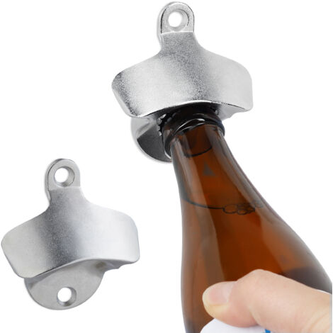 Décapsuleurs muraux, lot de 4, ouvre-bière solide à monter, ouvreur mural pour bouteilles, bar, zingué, argenté