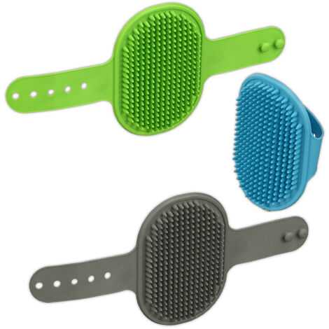 Relaxdays Brosse pour chien, chats, lot de 3, peigne avec picots, boucle réglable, hygiène animale, 1x26x12,5 cm, coloré