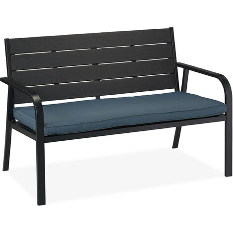 Banc De Jardin 2 Places Relaxdays – Design Romantique Roses, Noir & Vert, 200 Kg