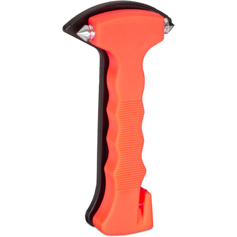 Marteau d'urgence pour voiture avec coupe-ceinture, lot de 2, pointe en acier pour vitre, sectionner ceinture, orange