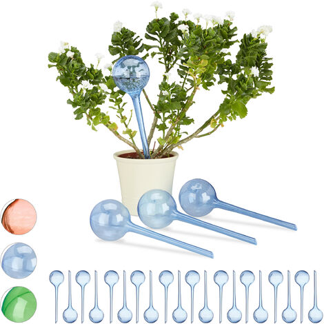 Globes d’arrosage en plastique, lot de 24, distributeur eau plantes, 2 semaines, pot fleurs, boules arrosage, bleu (1/5)