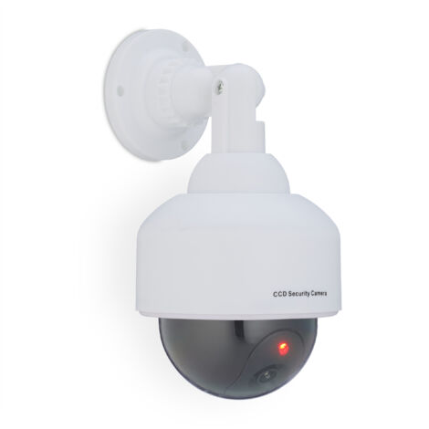 Fausse caméra de surveillance en dôme, lot de 4, lumière LED clignotante, dissuade intrus, intérieur/extérieur, blanche
