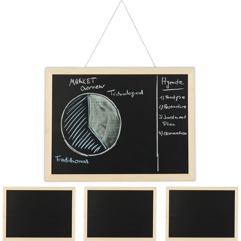 Tableau noir magnétique avec cadre en bois A3 (30 x 40 cm), tableau  magnétique double face, tableau noir et blanc