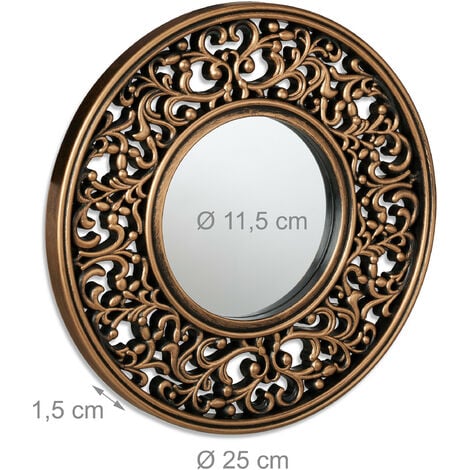 Miroir rond - Miroir adhésif - Sans cadre - Bronze - Diamètre : 50 cm -  Epaisseur : 4