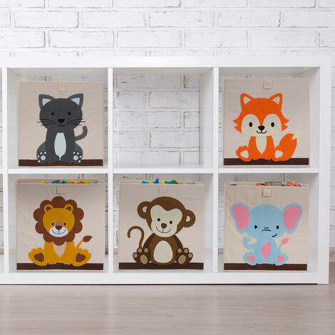 Relaxdays Étagère Enfants 4 Boîtes Motif Feu - Rangement Jouets Et Livres Chambre D'Enfants étagère Motif Feu De Camp Coloré