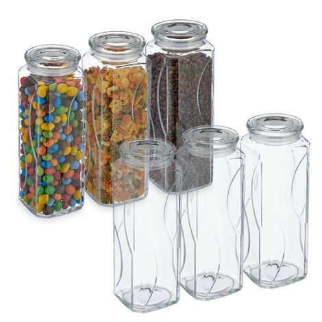 Bocaux de conservation en verre, différentes tailles - lot de 6