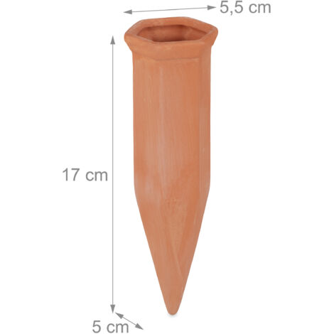 Relaxdays Lot De 8 Arrosages En Terre Cuite Pour Bouteilles 1,5L - Arrosage Automatique Plantes Intérieur Extérieur