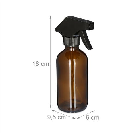 Relaxdays Spray vide en verre, lot de 2, 230 ml, jet puissant et large  brume, pour cheveux ou jardin, marron