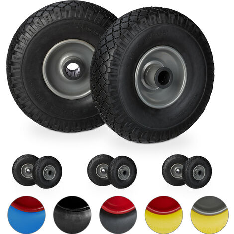 Roue de brouette, lot de 8, caoutchouc, 3.00-4", roue de rechange, pour axe de 25 mm, 260x85 mm, noir-gris