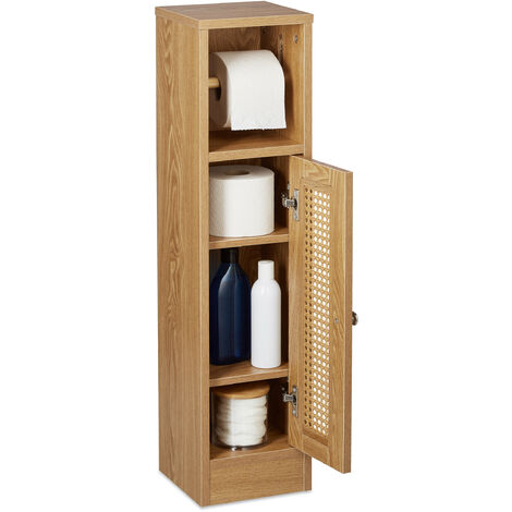 Relaxdays – Support papier toilette non fixe – Rangement salle de bain en bois marron – Dimensions HxLxP 80x20,5x21 cm – Charge max 10 kg