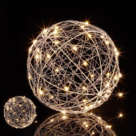 Boule décorative LED, lot d 2, décoration intérieure fenêtre, sphère  lumineuse, à piles, Noël, diamètre 20