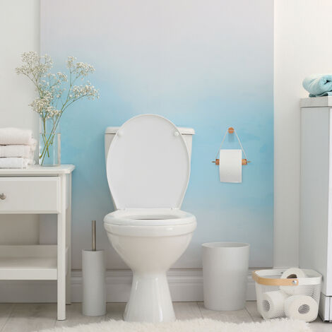 Relaxdays Support papier toilette en bambou, pour salle de bains & WC,  mural, autocollant, HxLxP: 5x16x13 cm, nature