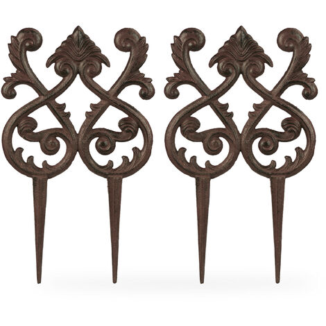 Barrière De Jardin Vintage – 10 éléments En Fonte à Planter – 32,5x17,5 Cm Chaque – Blanche
