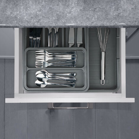 Bac à Couverts Zeller 24887 - Polypropylène Gris Extensible 29-48cm