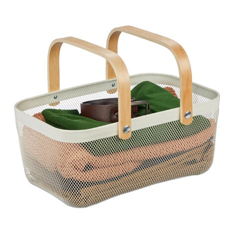Relaxdays Panier de rangement en bambou, corbeille de salle de bain carrée,  plate, 14 x 31 x 31 cm, pliante, blanc