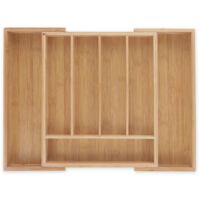 Relaxdays – Range-couverts extensible en bambou – 5 à 7 compartiments – Largeur réglable 31,5 à 49 cm – Organiseur de tiroir pour cuisine
