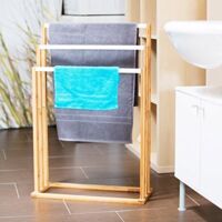 Porte-serviettes Relaxdays En Bambou à 6 Barres - Sèche-serviettes à Poser, H82 X L55 X P24 Cm