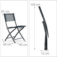 Relaxdays Chaise de jardin pliable plastique et métal chaise balcon pliante camping terrasse wave HxlxP: 87 x 55 x 48,5 cm, anthracite gris