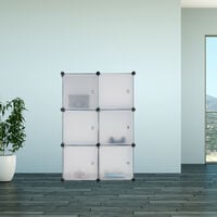 Relaxdays Étagère cubes penderie armoire rangement 6 casiers plastique modulable DIY HxlxP: 105x70x35 cm, transparent
