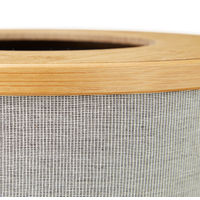 Relaxdays Corbeille à papier en bambou poubelle ronde seau intérieur plastique couvercle bureau 35 cm gris nature 