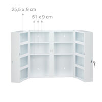 Relaxdays Armoire à Pharmacie XXL, Verrouillable, 11 étagères, Acier