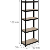 Étagère De Rangement 5 Niveaux 180x60x30cm - Charge 500kg Pour Garage/Cave