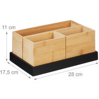 Relaxdays Organiseur De Bureau, 3 Tiroirs, Pour Les Ustensiles De Bureau, Bambou, Compartiments