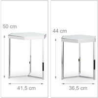 Relaxdays Table d’appoint plateau en verre opale cadre en métal chrome table basse canapé salon lot de 2 design moderne, argenté