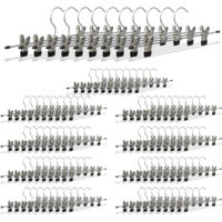 100x Cintres à pantalon en métal avec pinces caoutchouc pour jupes antidérapant HxlxP: 9 x 35,5 x 2,5 cm, argent/noir